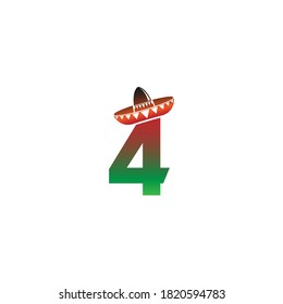 Number 4 Mexican hat concept design illustration