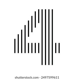 Number 4 Modern Logo with Geometric Vertical Stripe Line Pattern
