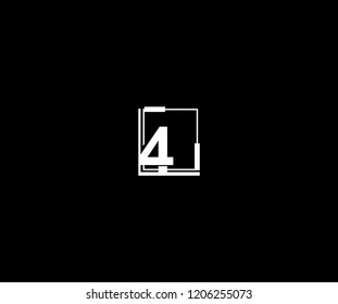 Number 4 Monogram Square Line Logo