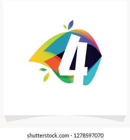 Number 4 Negative space design. Number 4 logo at colorful multicolor background