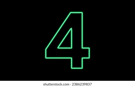 Number 4 neon sign vector eps.