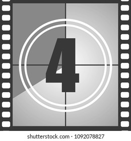 Number 4 From Old Movie Count Down (four). Film Countdown Number. Vector Illustration EPS 10.