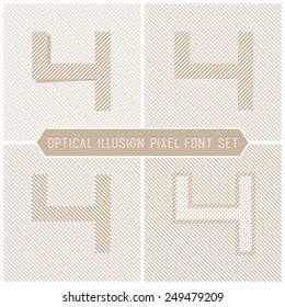Number 4 - Optical Illusion Alphabet Set