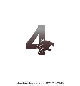 Number 4 with panther head icon logo vector template