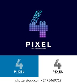 Number 4 pixel colorful vector design. Suitable for business, initial, poster, technology and network