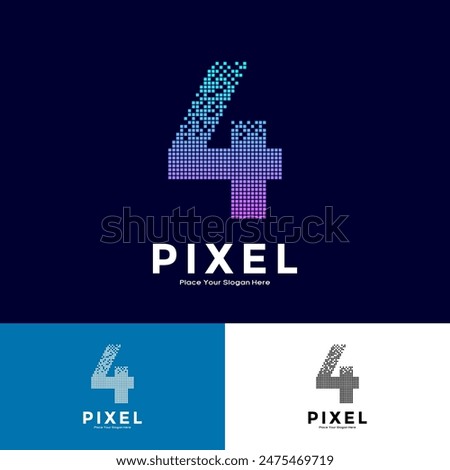 Number 4 pixel colorful vector design. Suitable for business, initial, poster, technology and network