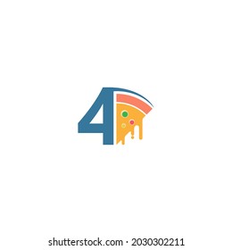 Number 4 with pizza icon logo vector template