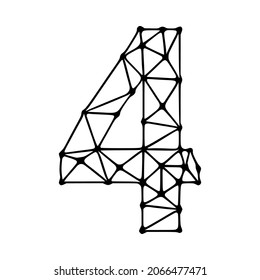 Number 4 polygonal symbol, clip art isolated on white background