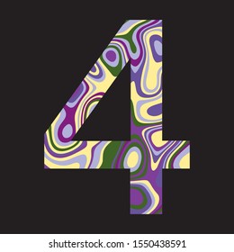 Number 4 in random color can be used for printing on round neck casual shirts and for so many purposes