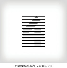 Number 4 scan line logo icon design, vector illustration. The number 4 formed by the combination of lines. Creative flat design style.