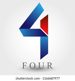 Number 4 shaped logo is made of ribbon