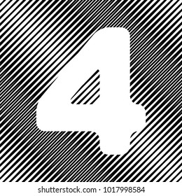 Number 4 sign design template element. Vector. Icon. Hole in moire background.