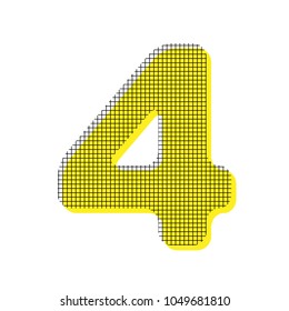 Number 4 sign design template element. Vector. Yellow icon with square pattern duplicate at white background. Isolated.