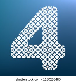 Number 4 sign design template element. Vector. White textured icon at lapis lazuli gradient background.