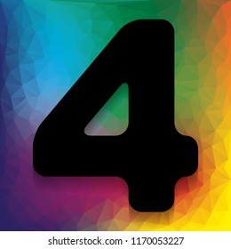 Number 4 sign design template element. Vector. Flat style black icon on white.