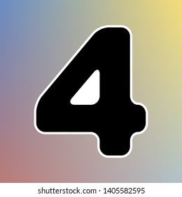 Number 4 sign design template element. Black icon in white shell at pastel color background. Illustration.