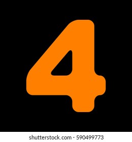 Number 4 sign design template element. Orange icon on black background.