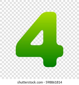 Number 4 sign design template element. Vector. Green gradient icon on transparent background.