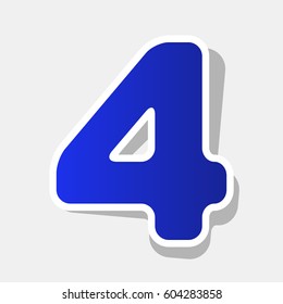 Number 4 sign design template element. Vector. New year bluish icon with outside stroke and gray shadow on light gray background.