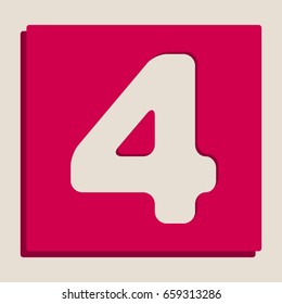 Number 4 sign design template element. Vector. Grayscale version of Popart-style icon.