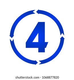 Number 4 sign turn iconvector illustration. flat style