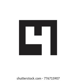 number 4 square negative space logo 