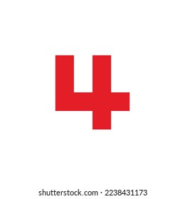 Number 4 square unique geometric symbol simple logo vector