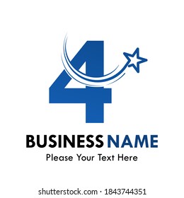 Number 4 with star logo template illustration