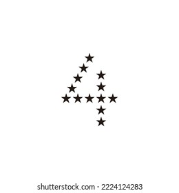 Number 4, stars geometric symbol simple logo vector