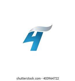 number 4 swoosh design template logo blue gray