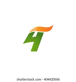 number 4 swoosh design template logo green orange