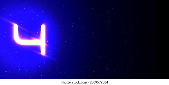 Nummer 4 Symbol einzigartig super glühende Neonzeichen Vektor. Licht brach aus. Design Element Nummer vier Neonsymbol. Leuchtbanner. Neon unterschreiben. Geniale Werbung jeden Abend. Banner mit Leerzeichen.