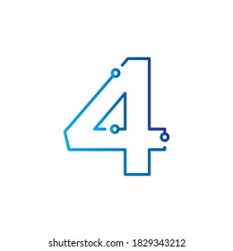 Símbolo del logotipo de la línea tecnológica número 4 o diseño de la plantilla de icono