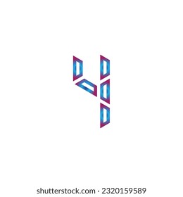 Tecnología Número 4, símbolo geométrico moderno vector logotipo simple