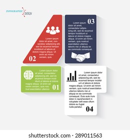 Number 4 template for business project or presentation with segments. Vector illustration can be used for web design,  work flow or graphic layout, diagram, education