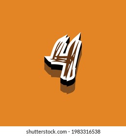 number 4 text effect design vector, Can be used for Logo.