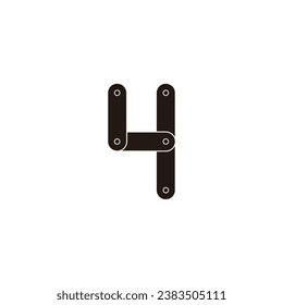 Number 4 tool, technology geometric symbol simple logo vector