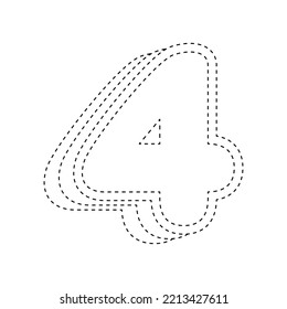 Number 4 tracing worksheet for kids