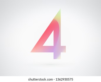 Number 4 vector design font alphabet with Modern dynamic playful flat design and brilliant smooth gradient color. Unique elements for your best design ; logo, font, corporate identity, application 