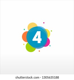 Number 4 vector font alphabet. Abstract 4 logo designs concept vector, Colorful Number 4 logo designs - Vector