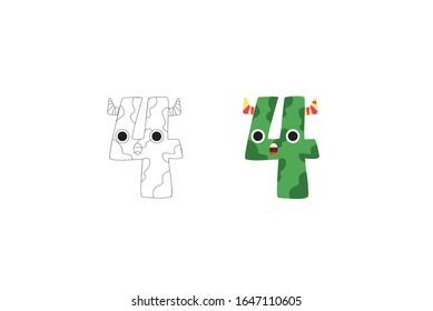 Number 4 Vector Icon Illustration Bundle