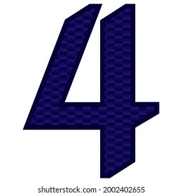 Number 4 Vector Illustration. Blue Number Four With Abstract Pattern Isolated On A White Background
