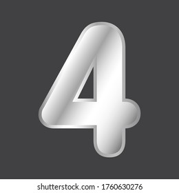 Number 4 vector in silver style. Eps10 vector illustration.