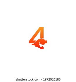 Number 4 with woman face logo icon design vector illustration