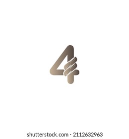 Number 4 wrapped in rope icon logo design illustration vector