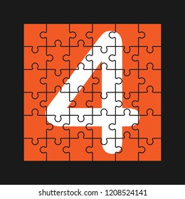 number 4 is written on the fragments of color puzzles.