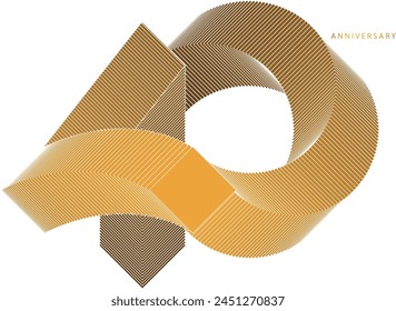 The number 40, 40th Anniversary in a luxurious and symbolic style.  The design  two-tone color scheme of gold and brown, formed by the interlocking of a square and a circle.