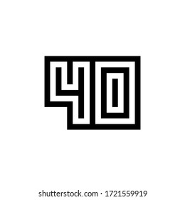 Number 40 icon design with black and white background. Vector illustration.