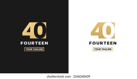 Number 40 logo or Logo Number 40 isolated on white and black background. Logo Number 40 elegant. Suitable for brand logos or products with the brand name fifteen. Number 40 logo simple gold color