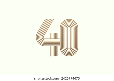 Logotipo del número 40. Monograma Número 40 logo multi línea estilo. utilizable para logotipos de negocios y aniversario. plantilla de logotipo de diseño plano. ilustración vectorial	